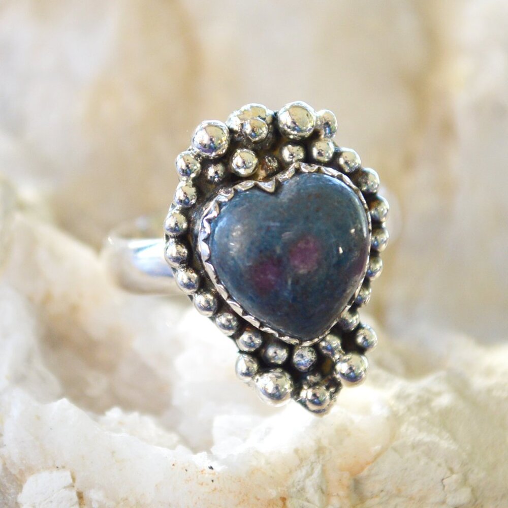 Kyanite with Ruby Inclusions Solitaire Ring Size 6.5